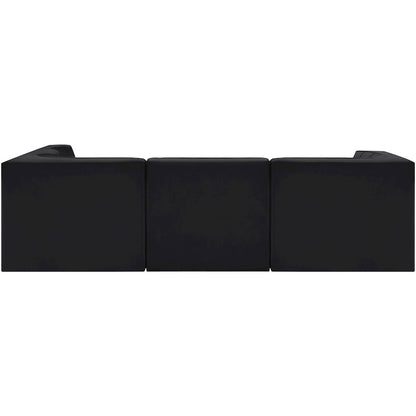 Rummi Black Velvet Performance Fabric Upholstered 5pc. Modular Sectional