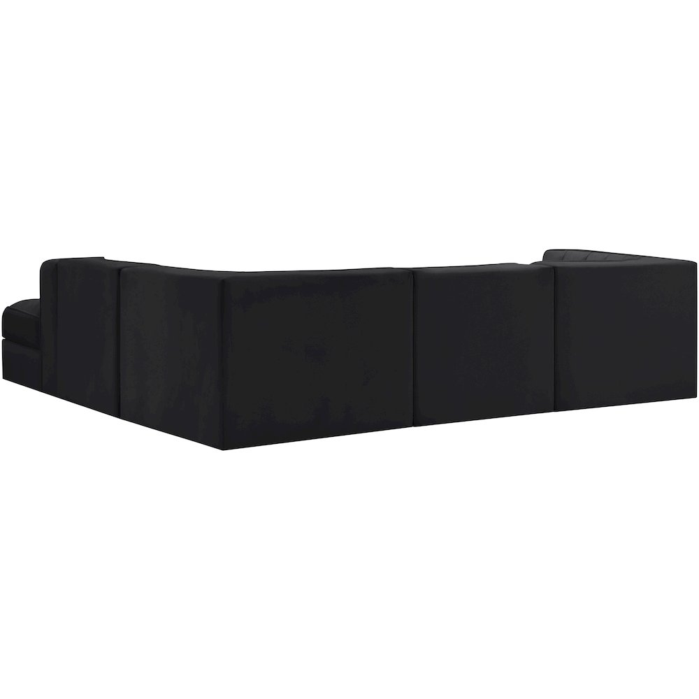 Rummi Black Velvet Performance Fabric Upholstered 5pc. Modular Sectional