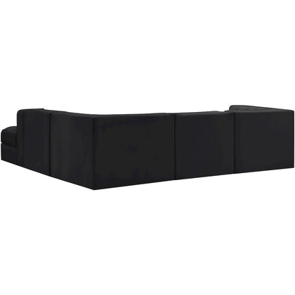 Rummi Black Velvet Performance Fabric Upholstered 5pc. Modular Sectional
