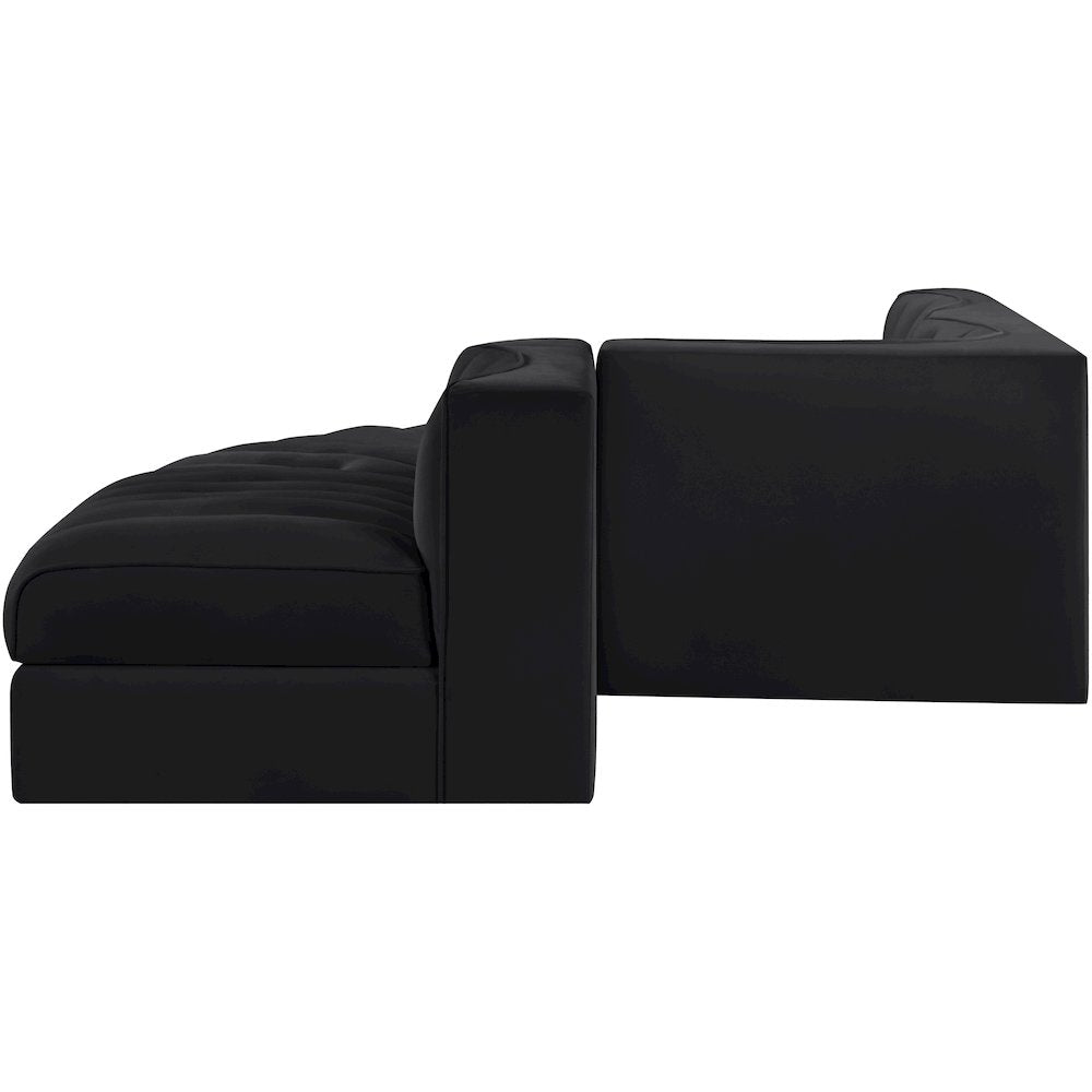 Rummi Black Velvet Performance Fabric Upholstered 5pc. Modular Sectional
