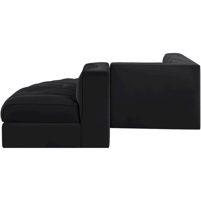 Rummi Black Velvet Performance Fabric Upholstered 5pc. Modular Sectional