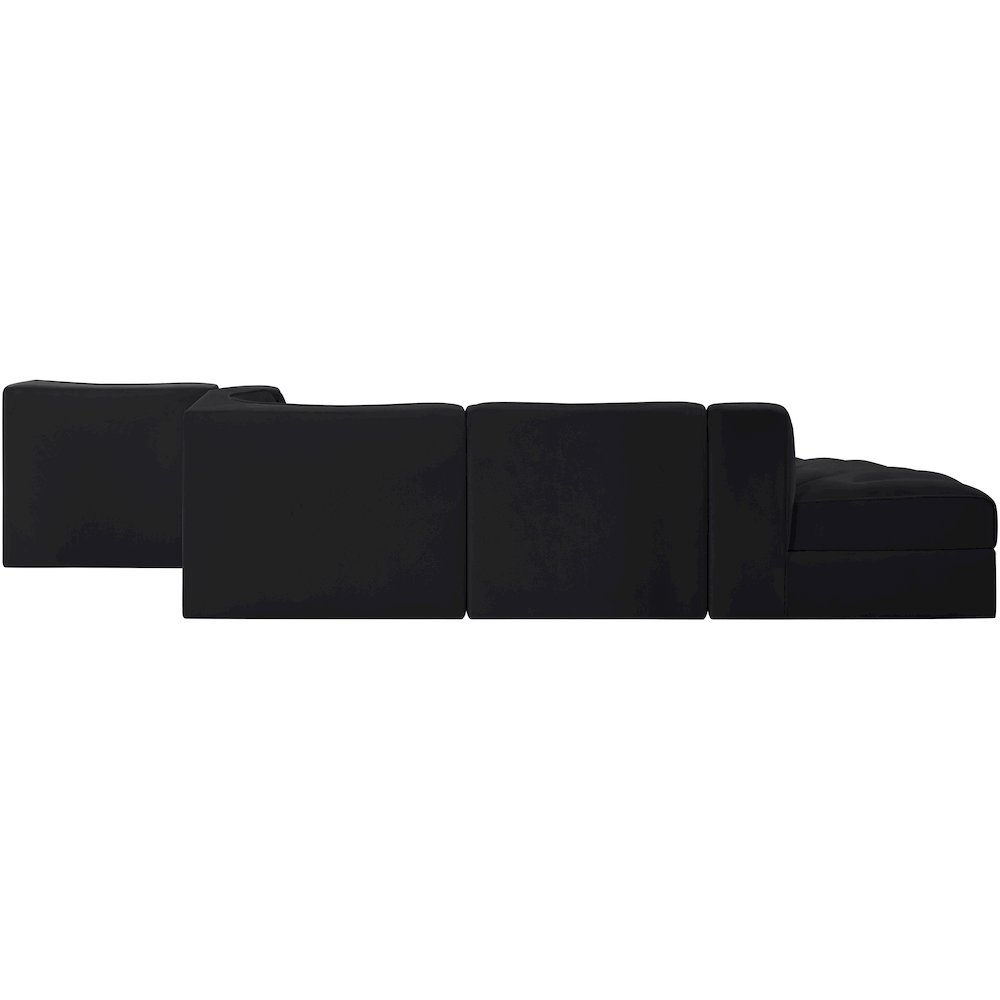 Rummi Black Velvet Performance Fabric Upholstered 5pc. Modular Sectional