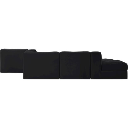Rummi Black Velvet Performance Fabric Upholstered 5pc. Modular Sectional