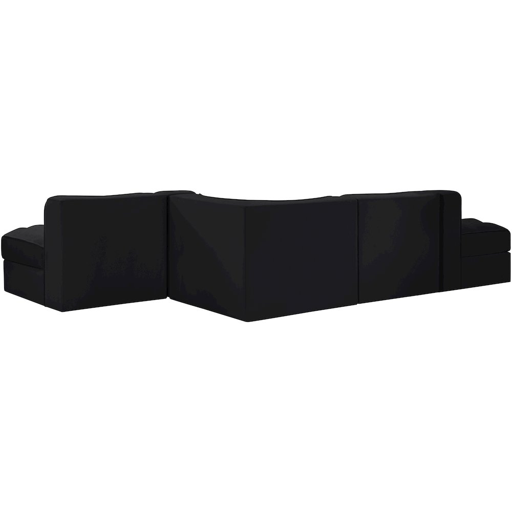 Rummi Black Velvet Performance Fabric Upholstered 5pc. Modular Sectional