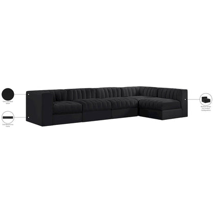 Rummi Black Velvet Performance Fabric Upholstered 5pc. Modular Sectional