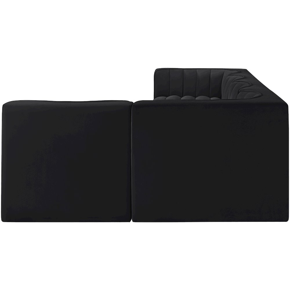 Rummi Black Velvet Performance Fabric Upholstered 5pc. Modular Sectional