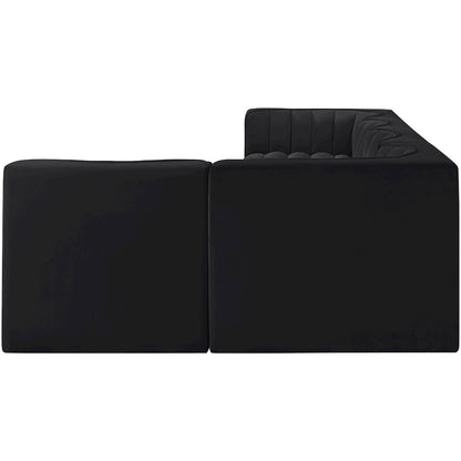 Rummi Black Velvet Performance Fabric Upholstered 5pc. Modular Sectional