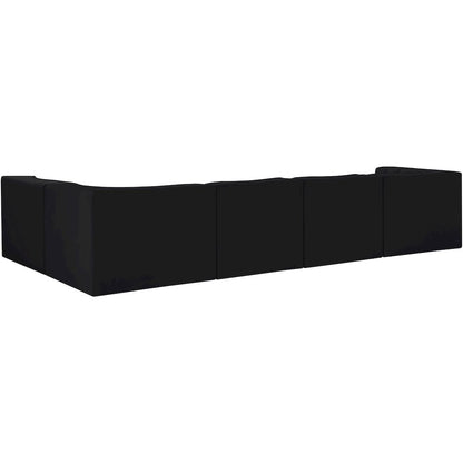 Rummi Black Velvet Performance Fabric Upholstered 5pc. Modular Sectional