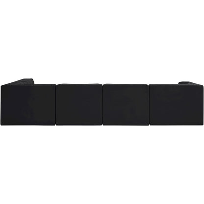 Rummi Black Velvet Performance Fabric Upholstered 5pc. Modular Sectional