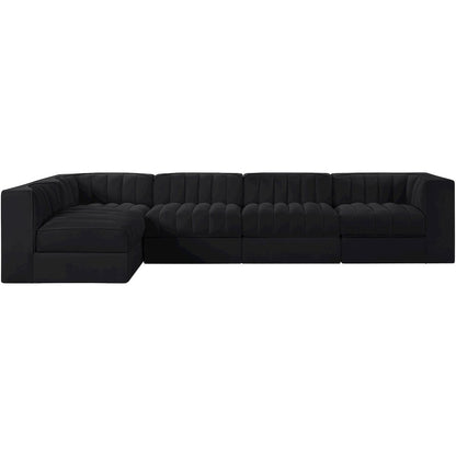 Rummi Black Velvet Performance Fabric Upholstered 5pc. Modular Sectional