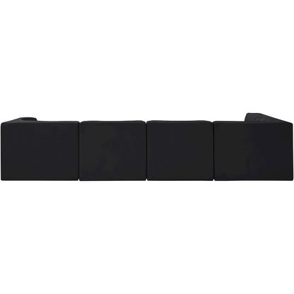 Rummi Black Velvet Performance Fabric Upholstered 5pc. Modular Sectional