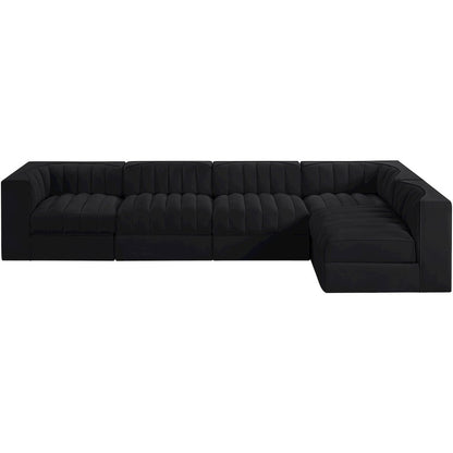 Rummi Black Velvet Performance Fabric Upholstered 5pc. Modular Sectional