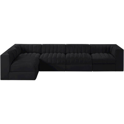 Rummi Black Velvet Performance Fabric Upholstered 5pc. Modular Sectional