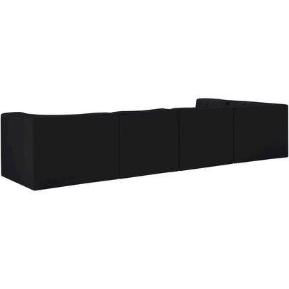 Rummi Black Velvet Performance Fabric Upholstered 5pc. Modular Sectional