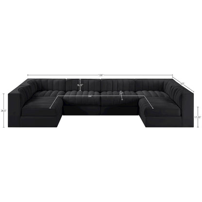 Rummi Black Velvet Performance Fabric Upholstered 6pc. Modular Sectional