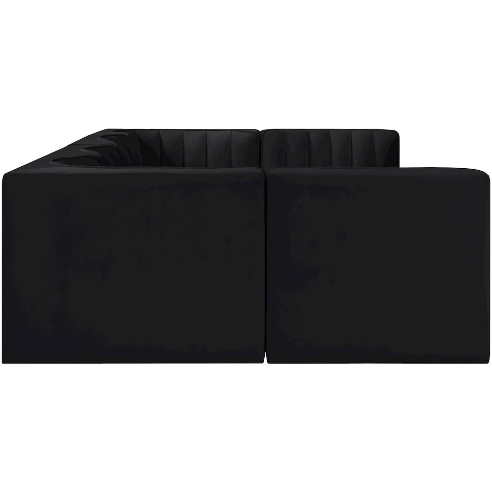 Rummi Black Velvet Performance Fabric Upholstered 6pc. Modular Sectional