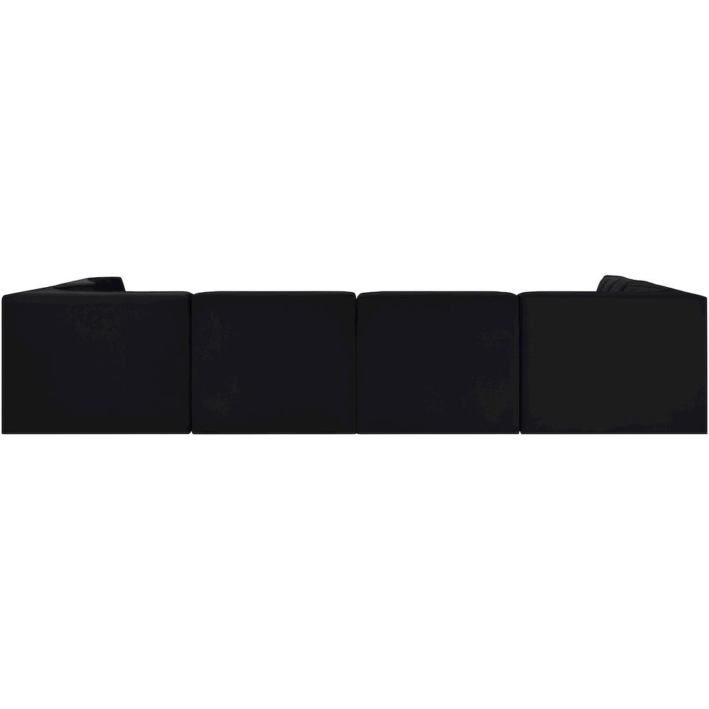 Rummi Black Velvet Performance Fabric Upholstered 6pc. Modular Sectional