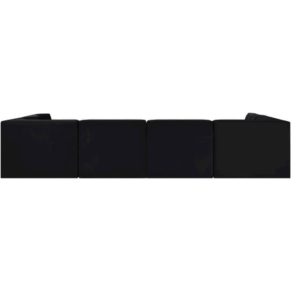 Rummi Black Velvet Performance Fabric Upholstered 6pc. Modular Sectional