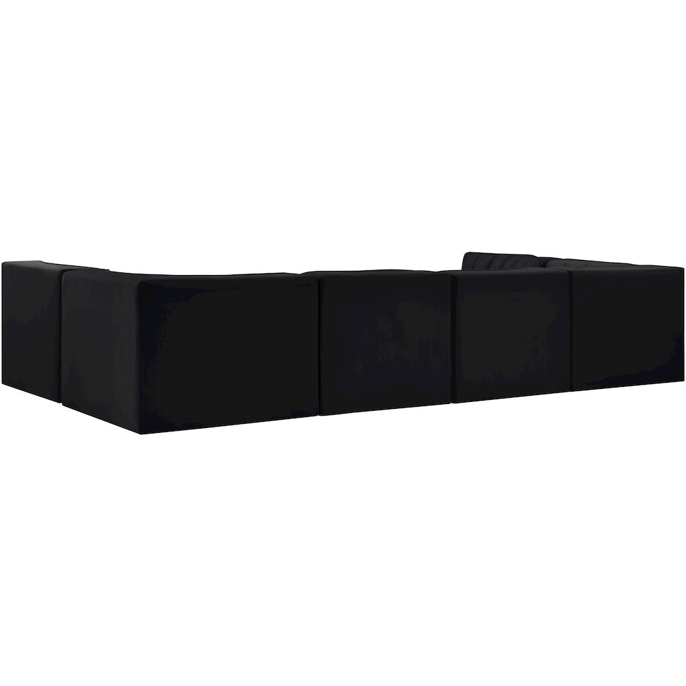 Rummi Black Velvet Performance Fabric Upholstered 6pc. Modular Sectional