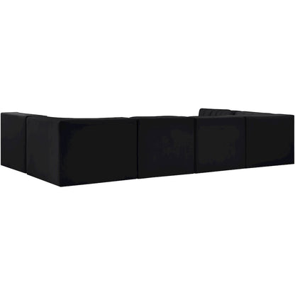Rummi Black Velvet Performance Fabric Upholstered 6pc. Modular Sectional