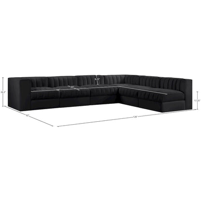 Rummi Black Velvet Performance Fabric Upholstered 6pc. Modular Sectional