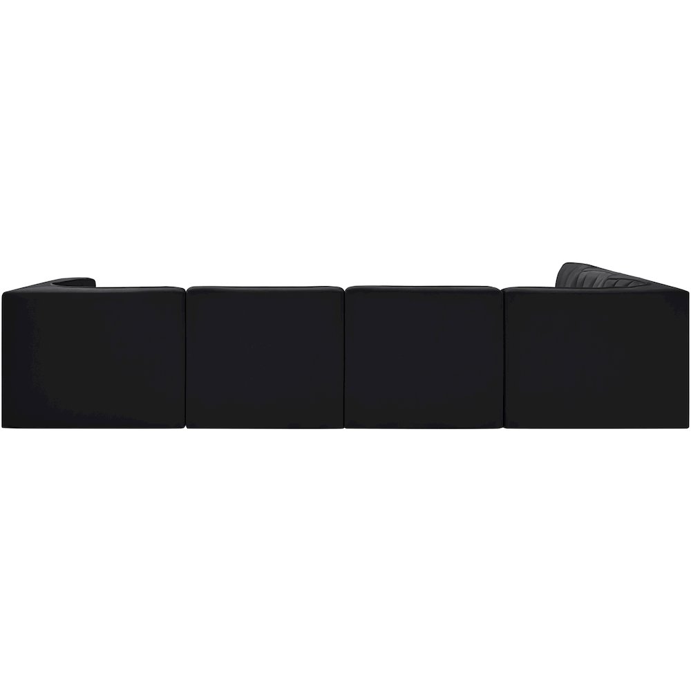 Rummi Black Velvet Performance Fabric Upholstered 6pc. Modular Sectional