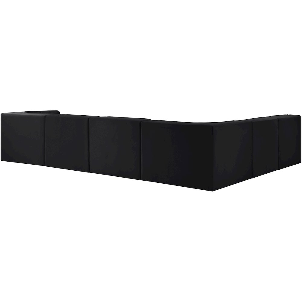 Rummi Black Velvet Performance Fabric Upholstered 6pc. Modular Sectional