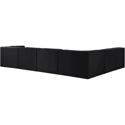 Rummi Black Velvet Performance Fabric Upholstered 6pc. Modular Sectional