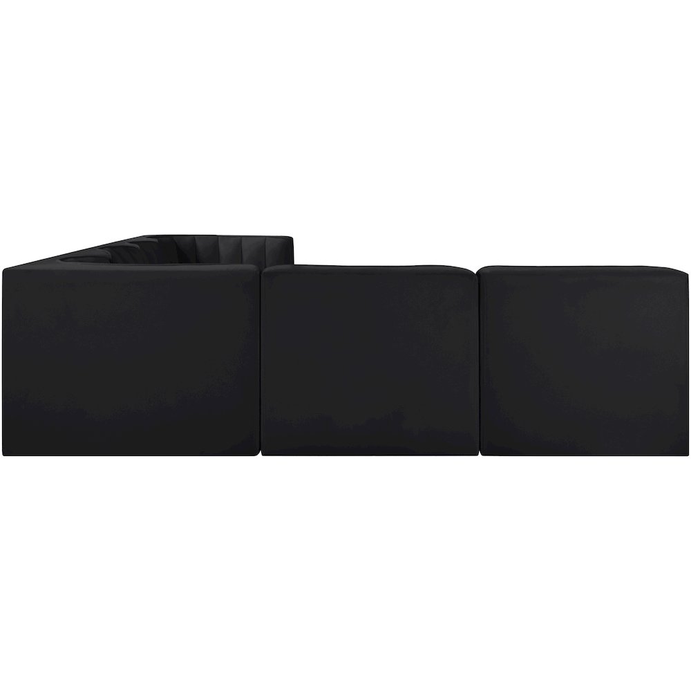 Rummi Black Velvet Performance Fabric Upholstered 6pc. Modular Sectional