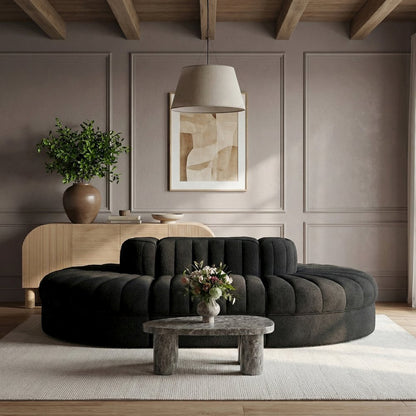 Rummi Black Velvet Performance Fabric Upholstered 6pc. Modular Sectional
