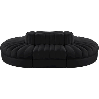 Rummi Black Velvet Performance Fabric Upholstered 6pc. Modular Sectional