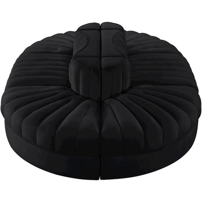Rummi Black Velvet Performance Fabric Upholstered 6pc. Modular Sectional
