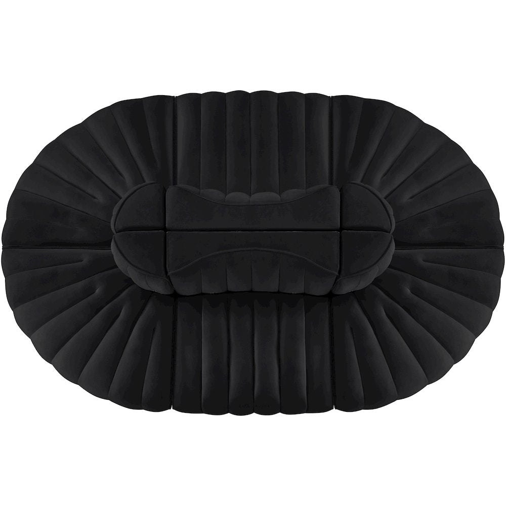 Rummi Black Velvet Performance Fabric Upholstered 6pc. Modular Sectional