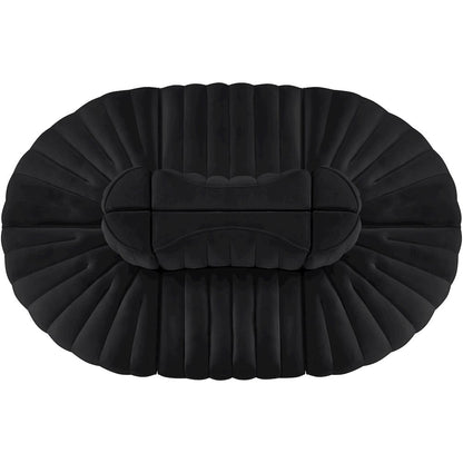 Rummi Black Velvet Performance Fabric Upholstered 6pc. Modular Sectional