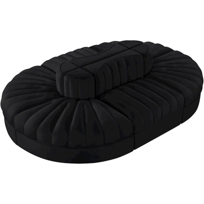 Rummi Black Velvet Performance Fabric Upholstered 6pc. Modular Sectional