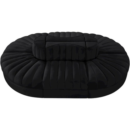 Rummi Black Velvet Performance Fabric Upholstered 6pc. Modular Sectional