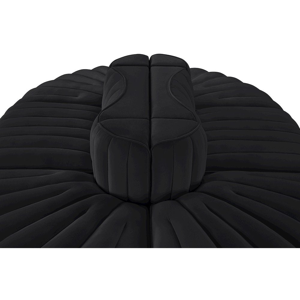 Rummi Black Velvet Performance Fabric Upholstered 6pc. Modular Sectional