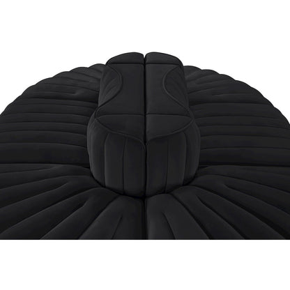Rummi Black Velvet Performance Fabric Upholstered 6pc. Modular Sectional