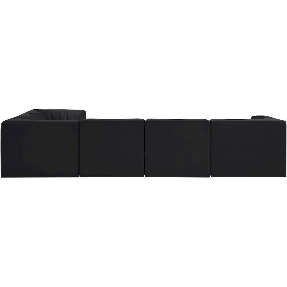 Rummi Black Velvet Performance Fabric Upholstered 6pc. Modular Sectional