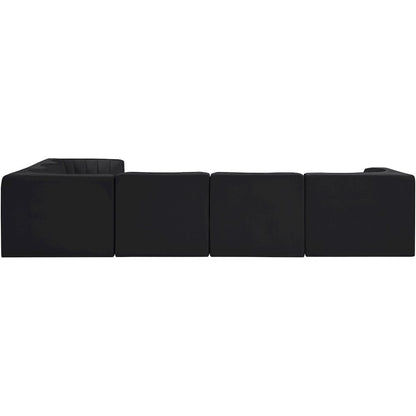 Rummi Black Velvet Performance Fabric Upholstered 6pc. Modular Sectional