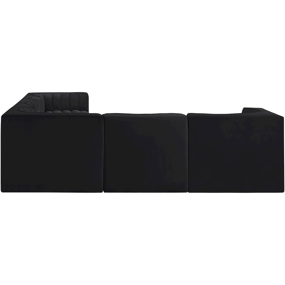 Rummi Black Velvet Performance Fabric Upholstered 6pc. Modular Sectional