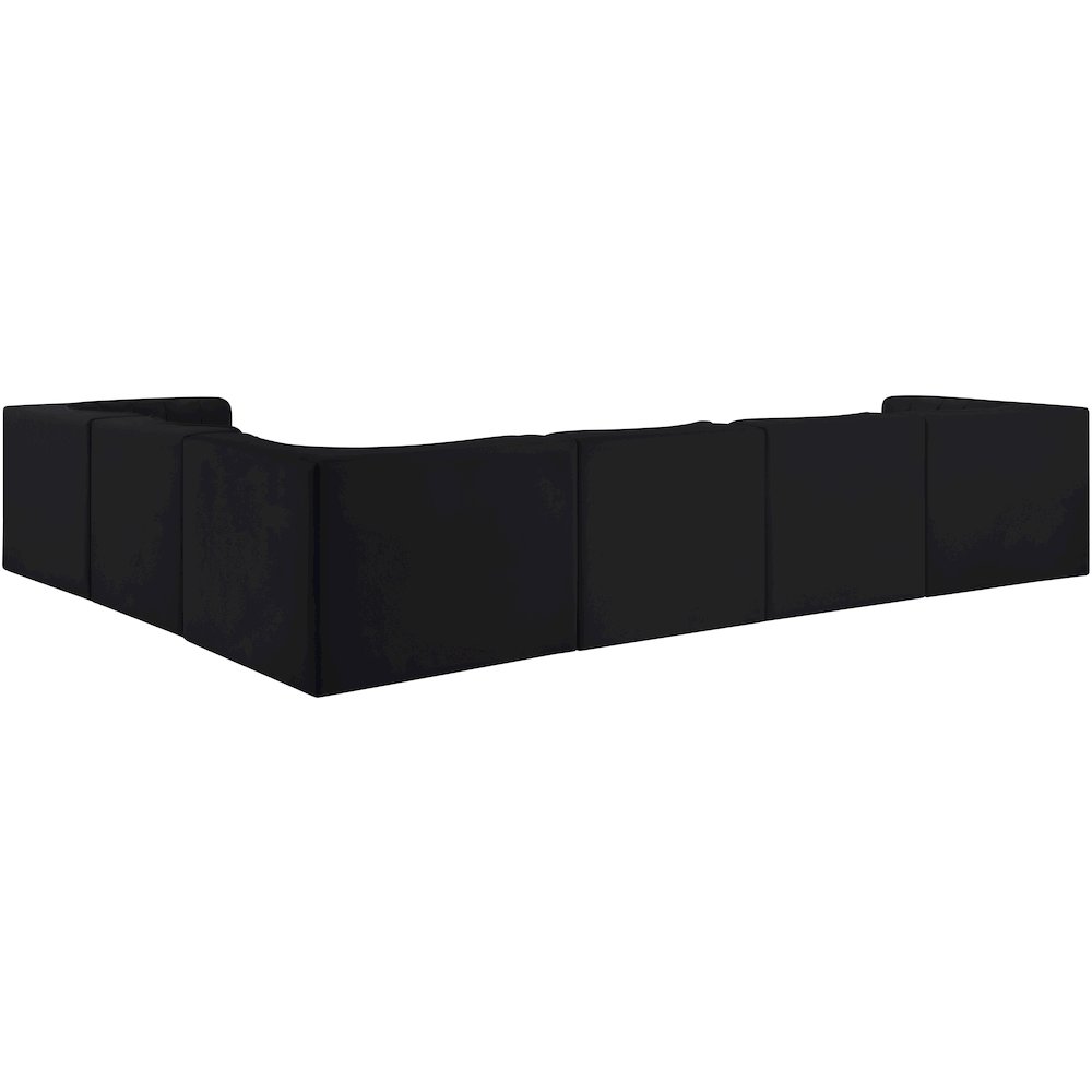 Rummi Black Velvet Performance Fabric Upholstered 6pc. Modular Sectional