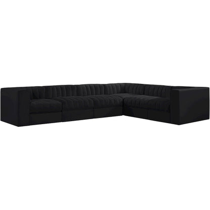 Rummi Black Velvet Performance Fabric Upholstered 6pc. Modular Sectional