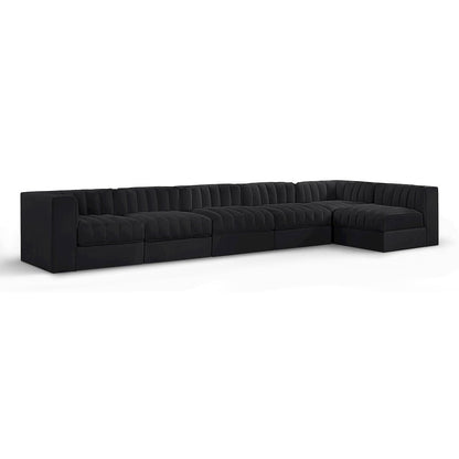 Rummi Black Velvet Performance Fabric Upholstered 6pc. Modular Sectional