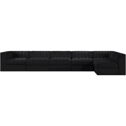 Rummi Black Velvet Performance Fabric Upholstered 6pc. Modular Sectional