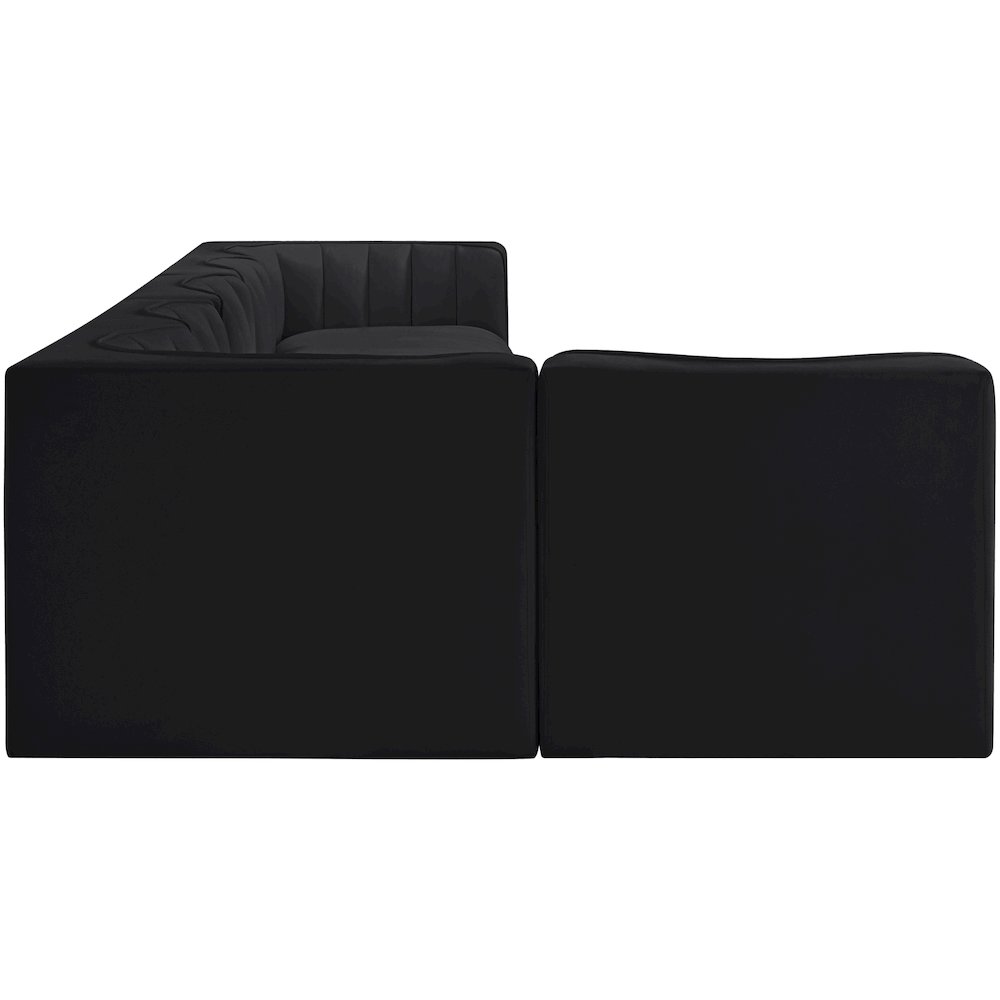 Rummi Black Velvet Performance Fabric Upholstered 6pc. Modular Sectional