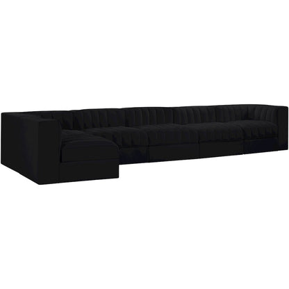Rummi Black Velvet Performance Fabric Upholstered 6pc. Modular Sectional