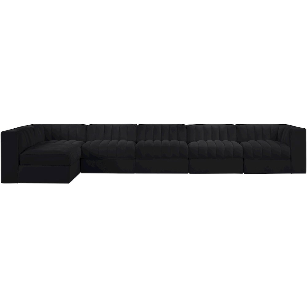 Rummi Black Velvet Performance Fabric Upholstered 6pc. Modular Sectional