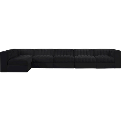 Rummi Black Velvet Performance Fabric Upholstered 6pc. Modular Sectional