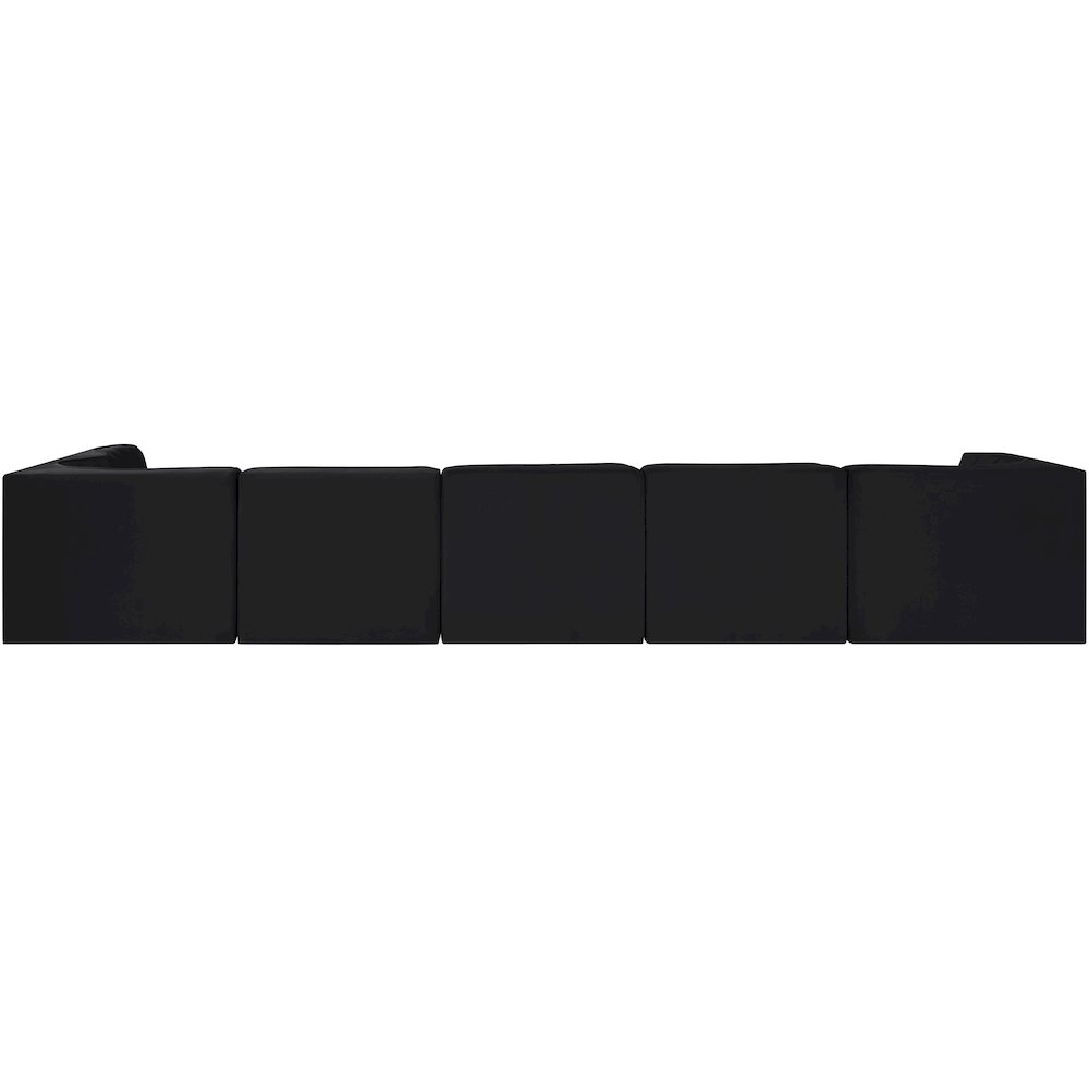 Rummi Black Velvet Performance Fabric Upholstered 6pc. Modular Sectional